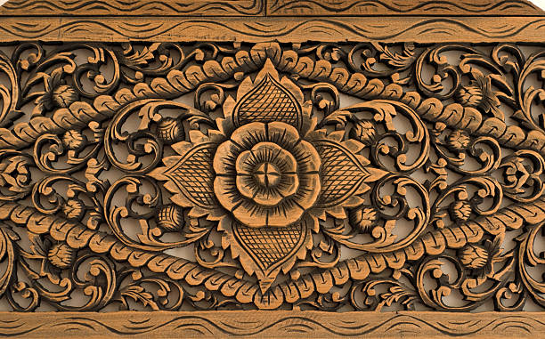 Wood carving of rose motif